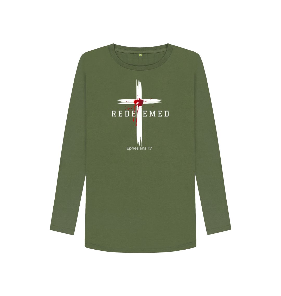 Ephesians 1:7 - Redeemed by the blood of Jesus Organic cotton Women's Long Sleeve T-shirt