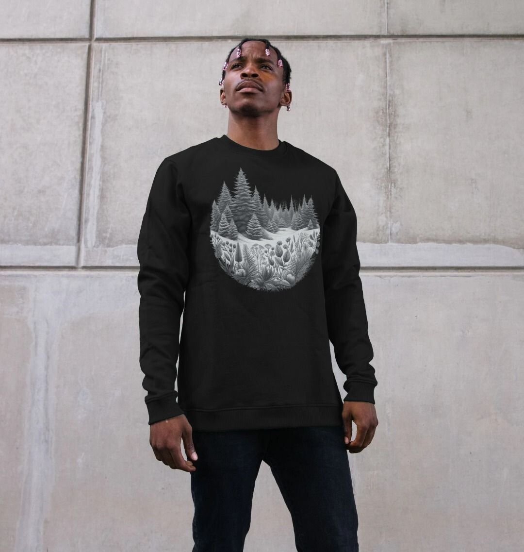 Men's Unisex Certified Organic Cotton Crew Neck Sweater Snowy