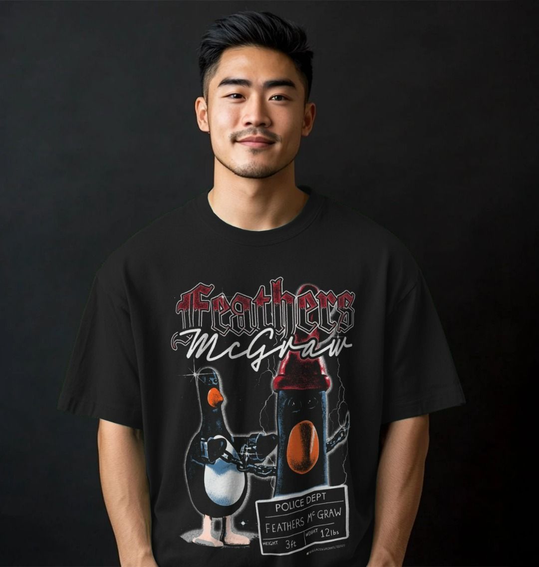 Feathers Lamppost Oversized T-Shirt | Wallace & Gromit Merch