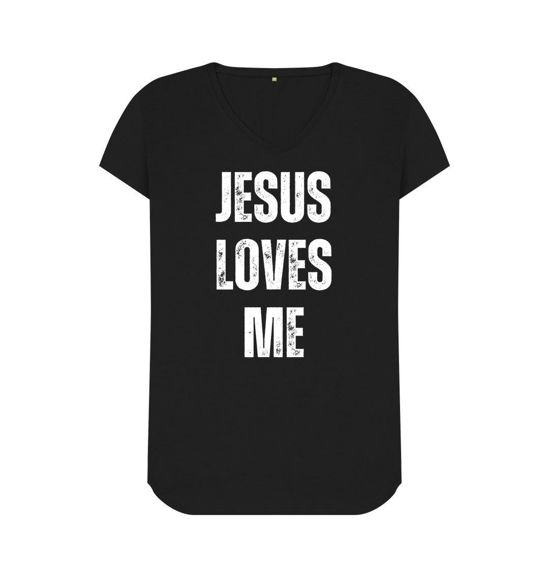 Jesus Loves Me 100% Organic cotton Women's V-Neck T-shirt