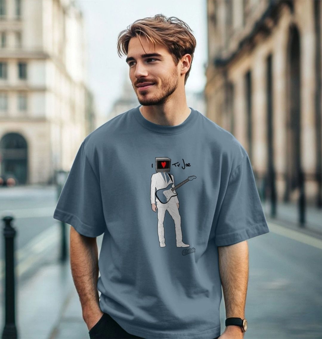 I HEART TV JOE Oversized Slate Blue Tee