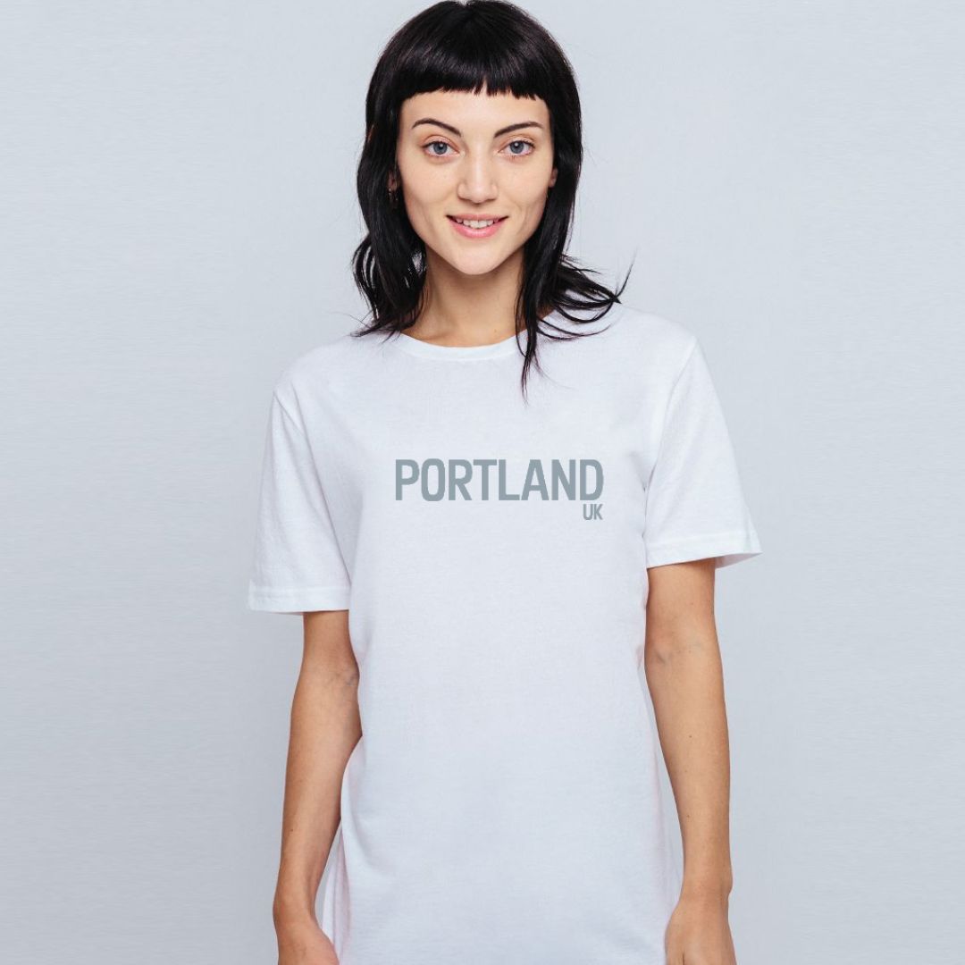 Portland UK Classic Unisex Tee - Grey Lettering