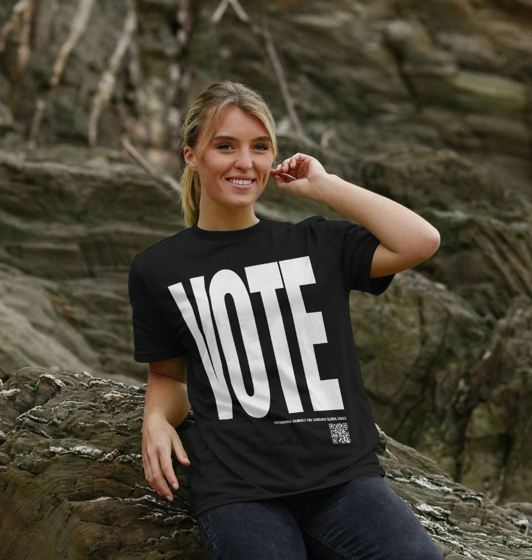 Vote White Print Slogan T-shirt