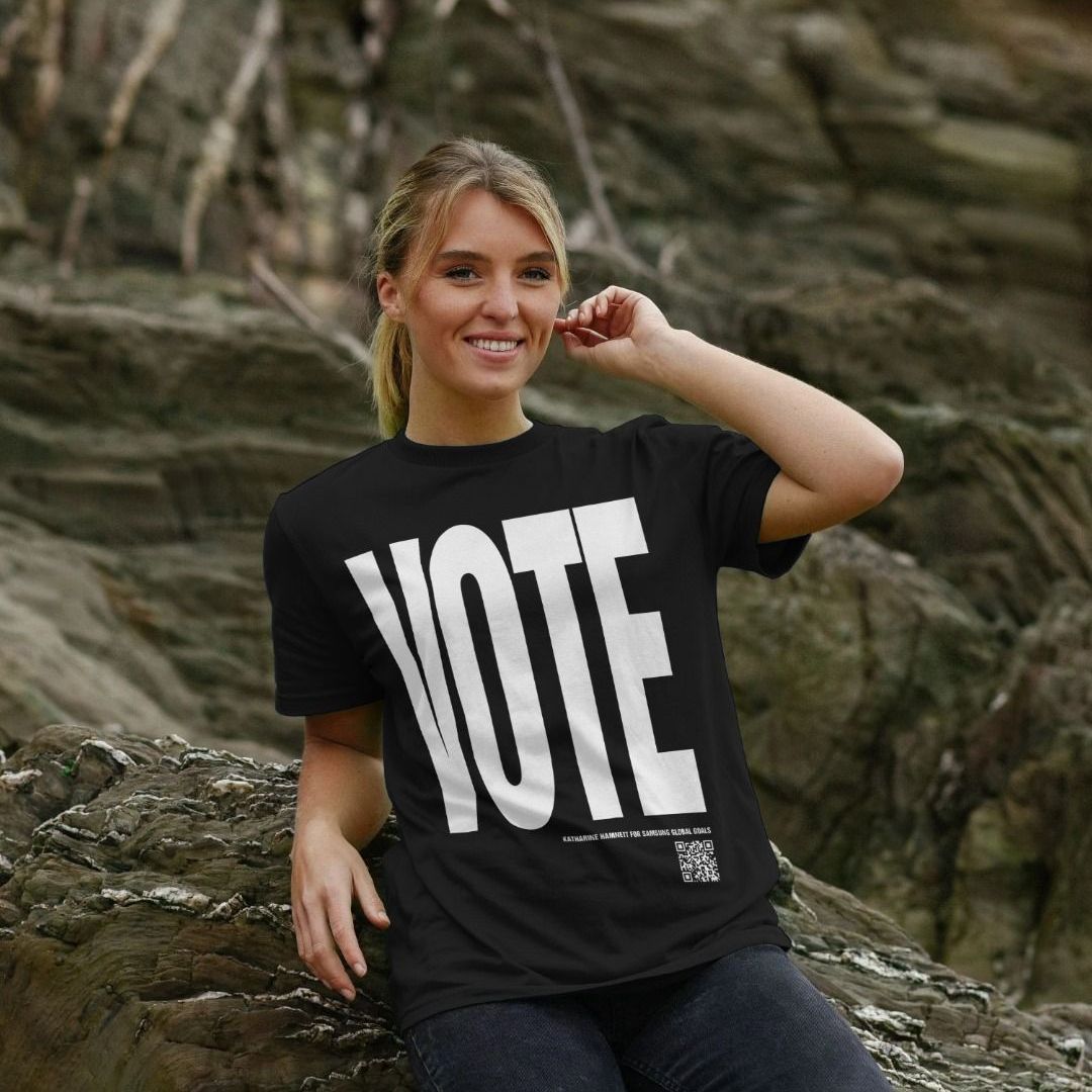 Vote White Print Slogan T-shirt