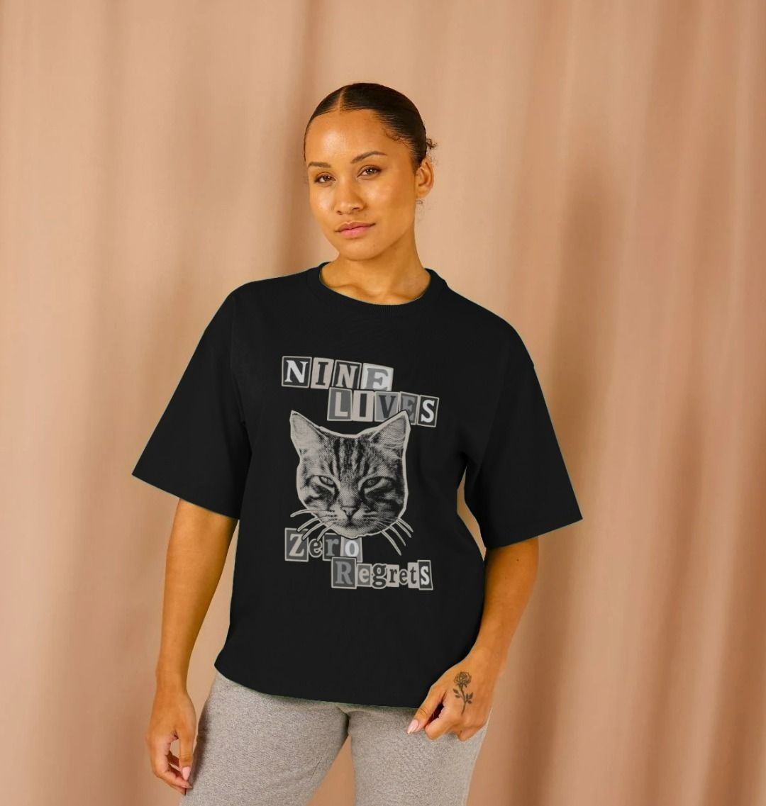 Nine Lives Zero Regrets Oversized T-Shirt