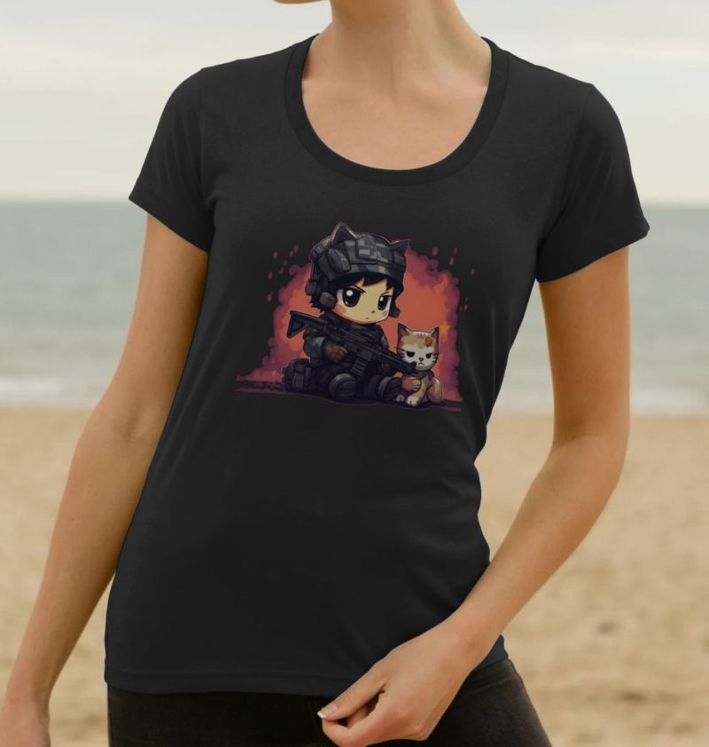 Woman's Kawaii Style Camping Girl Sniper T-Shirt