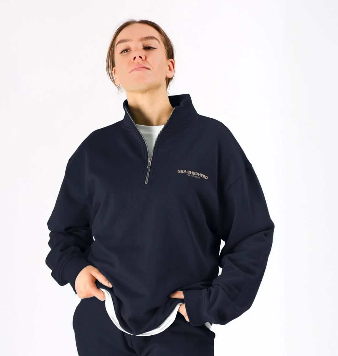Minimal Logo Half Zip Sweatshirt - Sea Shepherd SEA VINTAGE HALF