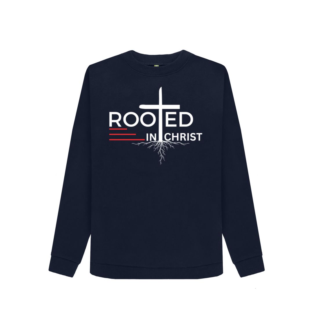 Colossians 2:7 - Rooted in Christ Organic cotton Women's Crewneck Sweater