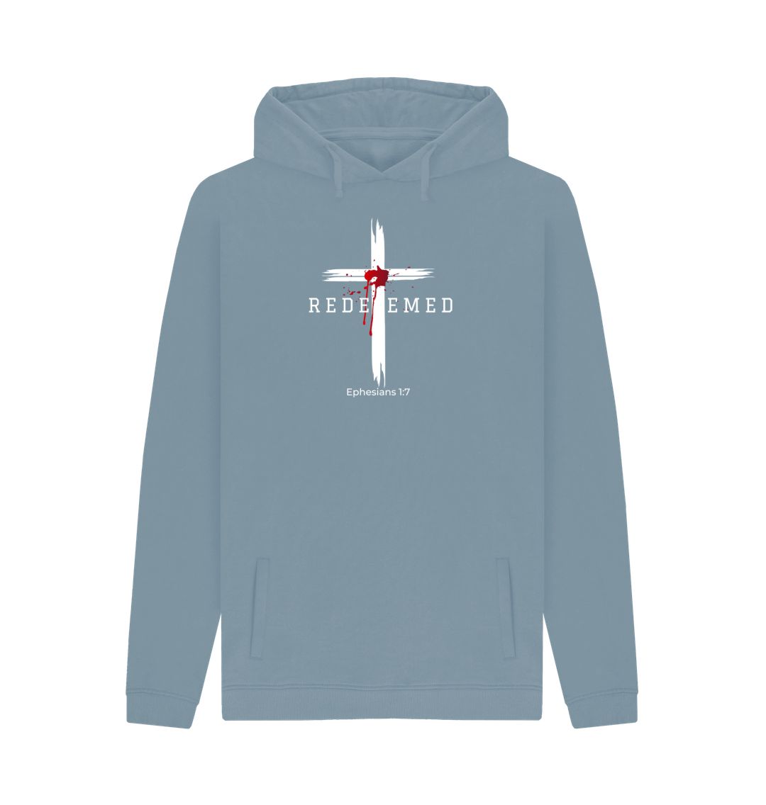 Ephesians 1:7 - Redeemed by the blood of Jesus Organic cotton Men's Pullover Hoodie