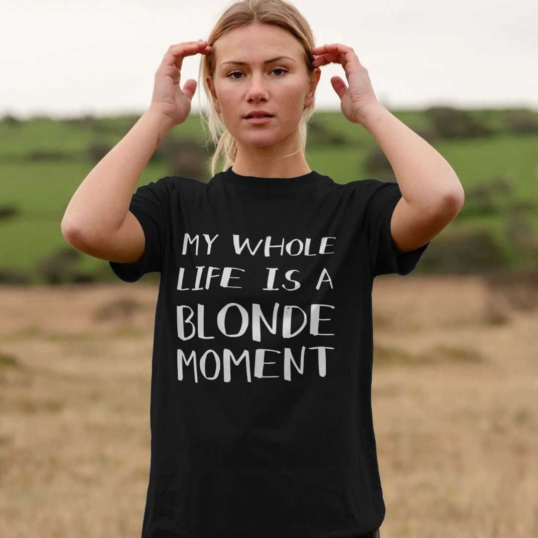 Boutique KKO T-Shirt Humoristique La Blonde Parfaite, Noir, XS Boutique KKO T-Shirt Humoristique La Blonde Parfaite, Noir, XS
