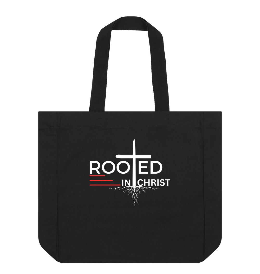 Colossians 2:7 - Rooted in Christ Organic cotton shopping tote bag