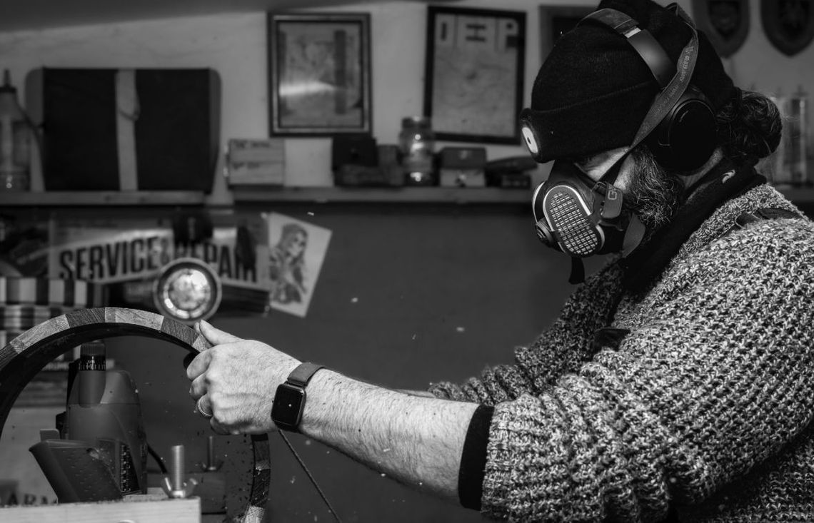 Jon Ibberson from Bersoni Custom Drums in the process of making one of his beautiful snare drums